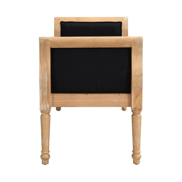 English Elm Classic Button Tufted Bench with Curved Arms Walnut Frame Beige Parlor Seat Charcoal Grey / Natural N778P340436G