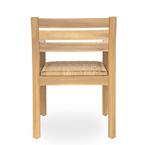 English Elm Set of 2 Solid Acacia Outdoor Armchairs with Hand-Woven Seats for Patio Dining N778P342916L