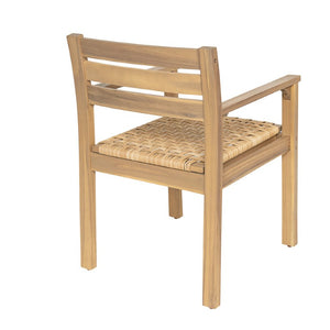 English Elm Set of 2 Solid Acacia Outdoor Armchairs with Hand-Woven Seats for Patio Dining N778P342916L