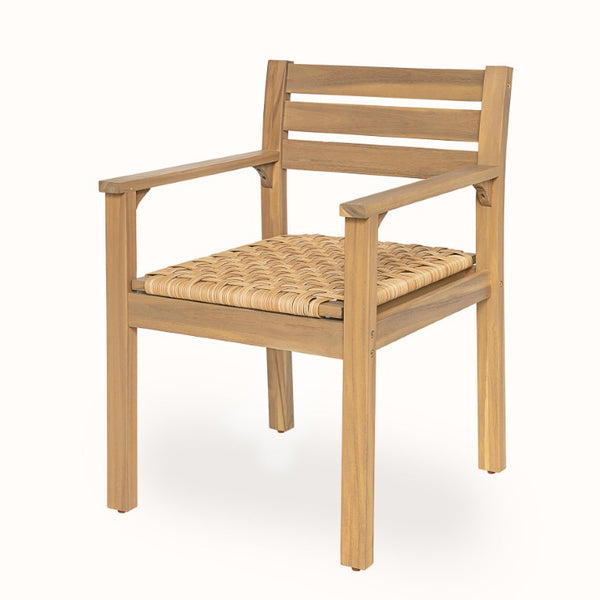 English Elm Set of 2 Solid Acacia Outdoor Armchairs with Hand-Woven Seats for Patio Dining N778P342916L