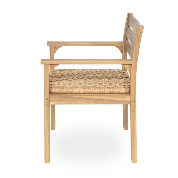 English Elm Set of 2 Solid Acacia Outdoor Armchairs with Hand-Woven Seats for Patio Dining N778P342916L