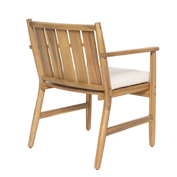 English Elm 2-Piece Outdoor Solid Acacia Wood Slatted Dining Chairs with Removable Cushions N778P342926N