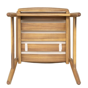 English Elm 2-Piece Outdoor Solid Acacia Wood Slatted Dining Chairs with Removable Cushions N778P342926N