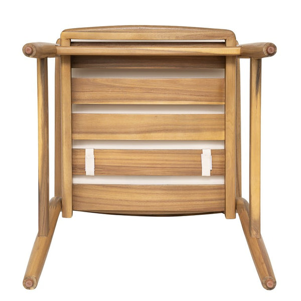 English Elm 2-Piece Outdoor Solid Acacia Wood Slatted Dining Chairs with Removable Cushions N778P342926N