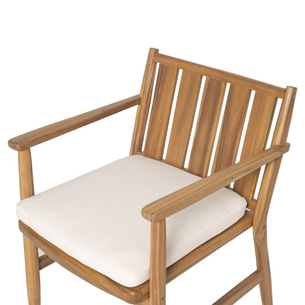 English Elm 2-Piece Outdoor Solid Acacia Wood Slatted Dining Chairs with Removable Cushions N778P342926N