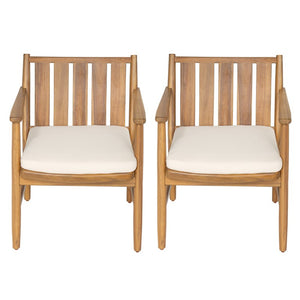 English Elm 2-Piece Outdoor Solid Acacia Wood Slatted Dining Chairs with Removable Cushions N778P342926N