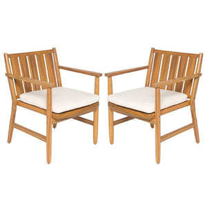 English Elm 2-Piece Outdoor Solid Acacia Wood Slatted Dining Chairs with Removable Cushions N778P342926N