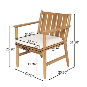 English Elm 2-Piece Outdoor Solid Acacia Wood Slatted Dining Chairs with Removable Cushions N778P342926N