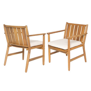 English Elm 2-Piece Outdoor Solid Acacia Wood Slatted Dining Chairs with Removable Cushions N778P342926N