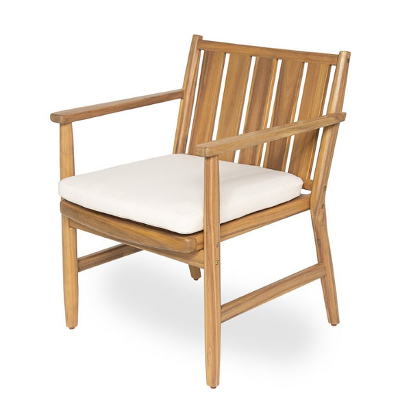English Elm 2-Piece Outdoor Solid Acacia Wood Slatted Dining Chairs with Removable Cushions N778P342926N