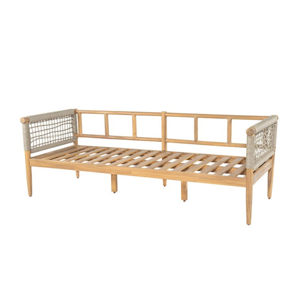 English Elm Outdoor Acacia Wood Three Seat Sofa with Handwoven Rope Arms for Patio Lounging N778P343426L