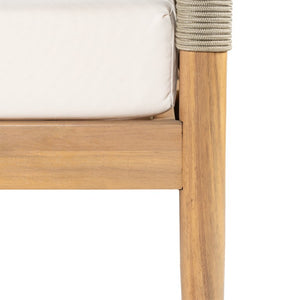 English Elm Outdoor Acacia Wood Three Seat Sofa with Handwoven Rope Arms for Patio Lounging N778P343426L