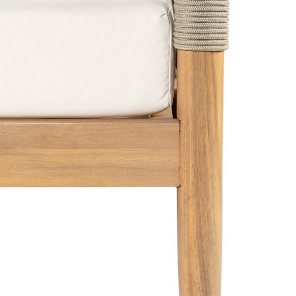 English Elm Outdoor Acacia Wood Three Seat Sofa with Handwoven Rope Arms for Patio Lounging N778P343426L