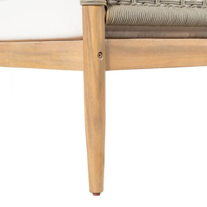 English Elm Outdoor Acacia Wood Three Seat Sofa with Handwoven Rope Arms for Patio Lounging N778P343426L