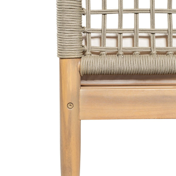 English Elm Outdoor Acacia Wood Three Seat Sofa with Handwoven Rope Arms for Patio Lounging N778P343426L