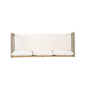 English Elm Outdoor Acacia Wood Three Seat Sofa with Handwoven Rope Arms for Patio Lounging N778P343426L