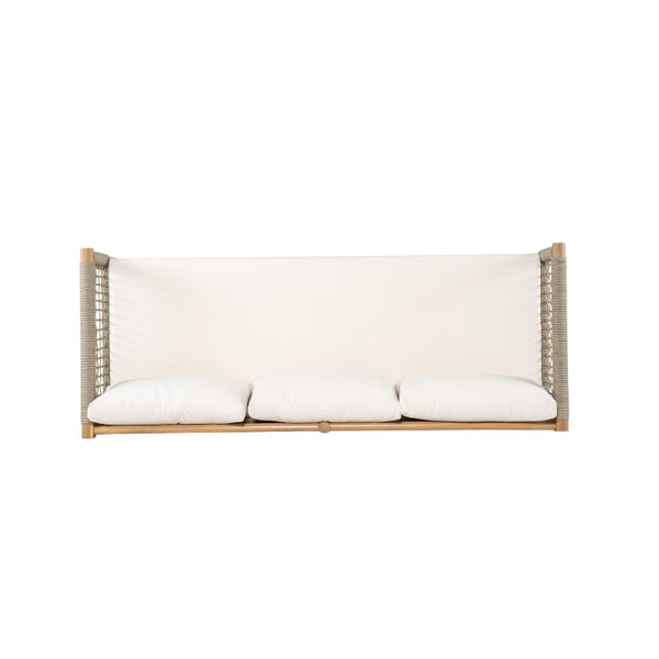 English Elm Outdoor Acacia Wood Three Seat Sofa with Handwoven Rope Arms for Patio Lounging N778P343426L