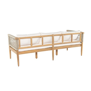 English Elm Outdoor Acacia Wood Three Seat Sofa with Handwoven Rope Arms for Patio Lounging N778P343426L
