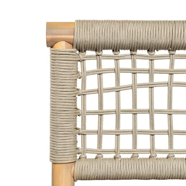 English Elm Outdoor Acacia Wood Three Seat Sofa with Handwoven Rope Arms for Patio Lounging N778P343426L