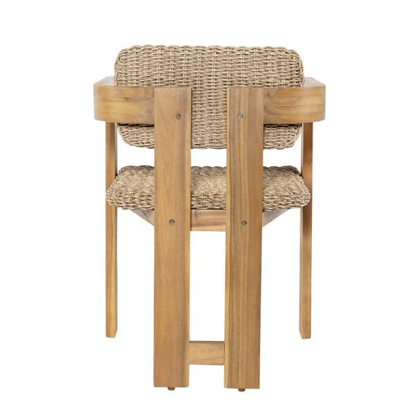 English Elm Outdoor Rattan Dining Arm Chairs with Cushions Set of 2 Acacia Aluminum Patio Light Brown, Teak 20.87 L x 22.05 W x 29.92 H N778P348862T