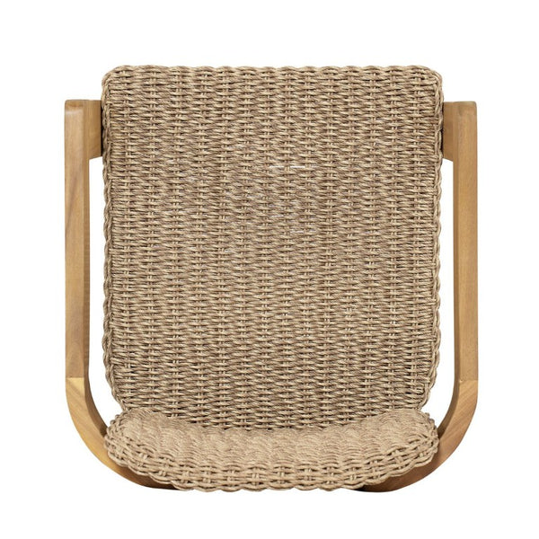English Elm Outdoor Rattan Dining Arm Chairs with Cushions Set of 2 Acacia Aluminum Patio Light Brown, Teak 20.87 L x 22.05 W x 29.92 H N778P348862T