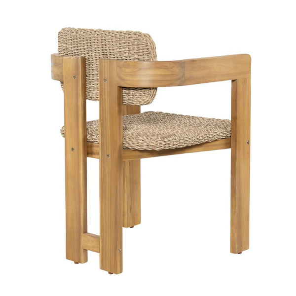 English Elm Outdoor Rattan Dining Arm Chairs with Cushions Set of 2 Acacia Aluminum Patio Light Brown, Teak 20.87 L x 22.05 W x 29.92 H N778P348862T