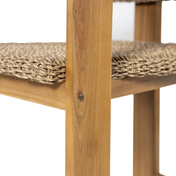 English Elm Outdoor Rattan Dining Arm Chairs with Cushions Set of 2 Acacia Aluminum Patio Light Brown, Teak 20.87 L x 22.05 W x 29.92 H N778P348862T
