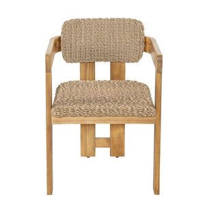 English Elm Outdoor Rattan Dining Arm Chairs with Cushions Set of 2 Acacia Aluminum Patio Light Brown, Teak 20.87 L x 22.05 W x 29.92 H N778P348862T