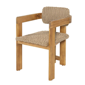English Elm Outdoor Rattan Dining Arm Chairs with Cushions Set of 2 Acacia Aluminum Patio Light Brown, Teak 20.87 L x 22.05 W x 29.92 H N778P348862T