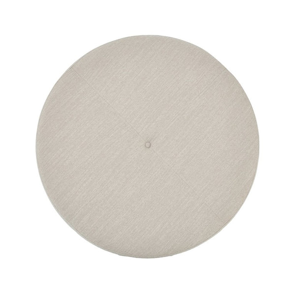 English Elm Beige Tufted Round Ottoman Solid Wood Cross Base Living Room Coffee Table Footrest N778P369757B