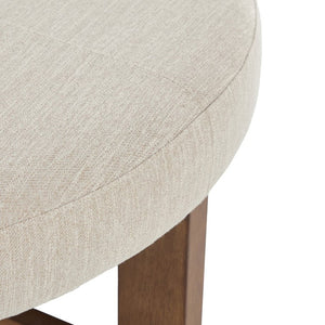English Elm Beige Tufted Round Ottoman Solid Wood Cross Base Living Room Coffee Table Footrest N778P369757B