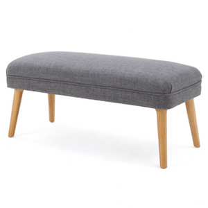 English Elm 38 Inch Rectangular Linen Look Ottoman Bench with Rubberwood Legs for Bedroom N778P371013G
