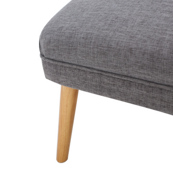 English Elm 38 Inch Rectangular Linen Look Ottoman Bench with Rubberwood Legs for Bedroom N778P371013G