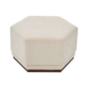 English Elm Nova Hexa Chenille Hexagon Ottoman Solid Wood Base Geometric Accent Footrest for Living Rooms N778P379210B