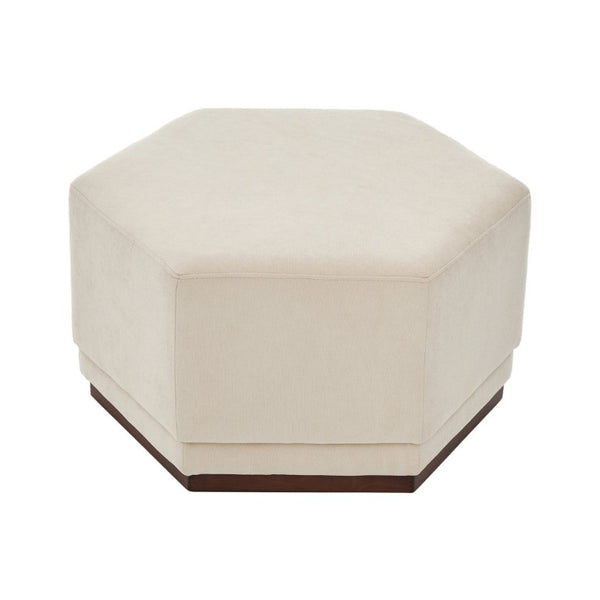 English Elm Nova Hexa Chenille Hexagon Ottoman Solid Wood Base Geometric Accent Footrest for Living Rooms N778P379210B