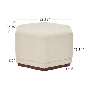English Elm Nova Hexa Chenille Hexagon Ottoman Solid Wood Base Geometric Accent Footrest for Living Rooms N778P379210B