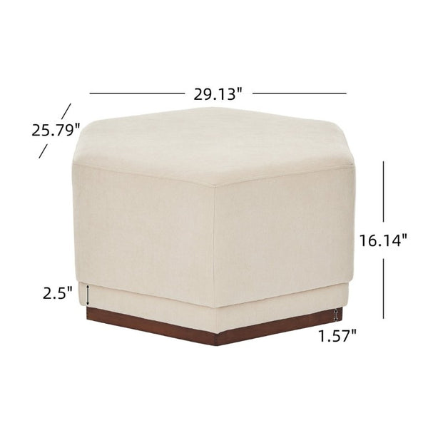 English Elm Nova Hexa Chenille Hexagon Ottoman Solid Wood Base Geometric Accent Footrest for Living Rooms N778P379210B