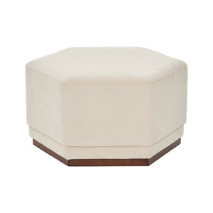 English Elm Nova Hexa Chenille Hexagon Ottoman Solid Wood Base Geometric Accent Footrest for Living Rooms N778P379210B