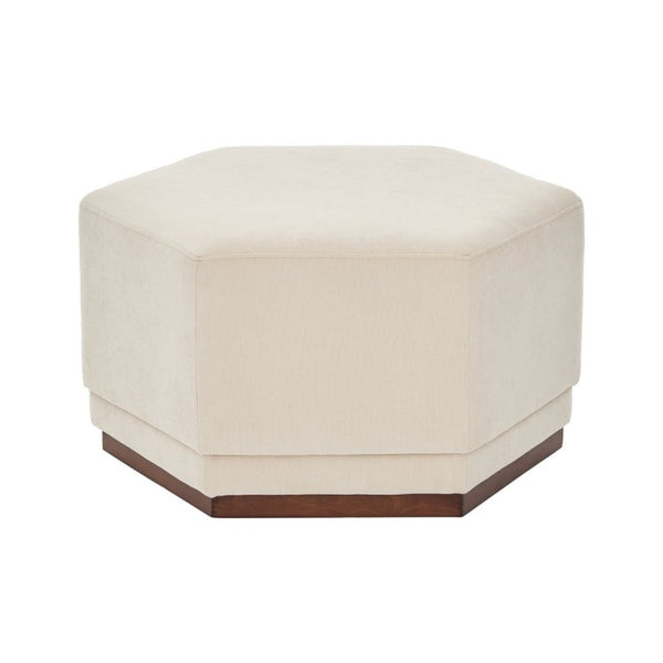 English Elm Nova Hexa Chenille Hexagon Ottoman Solid Wood Base Geometric Accent Footrest for Living Rooms N778P379210B