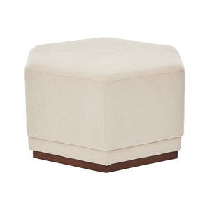 English Elm Nova Hexa Chenille Hexagon Ottoman Solid Wood Base Geometric Accent Footrest for Living Rooms N778P379210B
