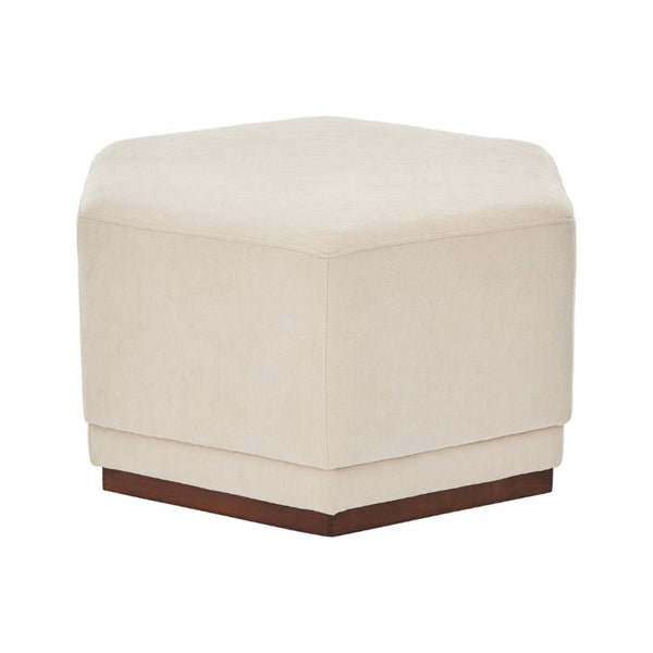 English Elm Nova Hexa Chenille Hexagon Ottoman Solid Wood Base Geometric Accent Footrest for Living Rooms N778P379210B