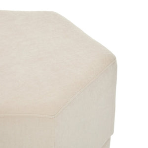 English Elm Nova Hexa Chenille Hexagon Ottoman Solid Wood Base Geometric Accent Footrest for Living Rooms N778P379210B