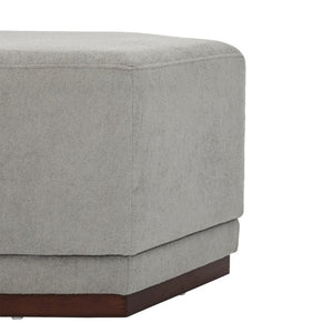 English Elm Nova Hexa Hexagonal Accent Stool Gray Fabric Cushion Walnut Wood Base Modern Living N778P379210G