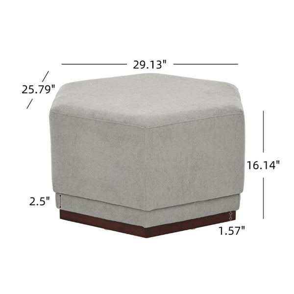 English Elm Nova Hexa Hexagonal Accent Stool Gray Fabric Cushion Walnut Wood Base Modern Living N778P379210G