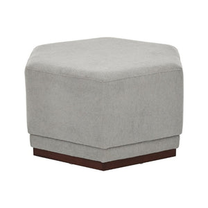 English Elm Nova Hexa Hexagonal Accent Stool Gray Fabric Cushion Walnut Wood Base Modern Living N778P379210G