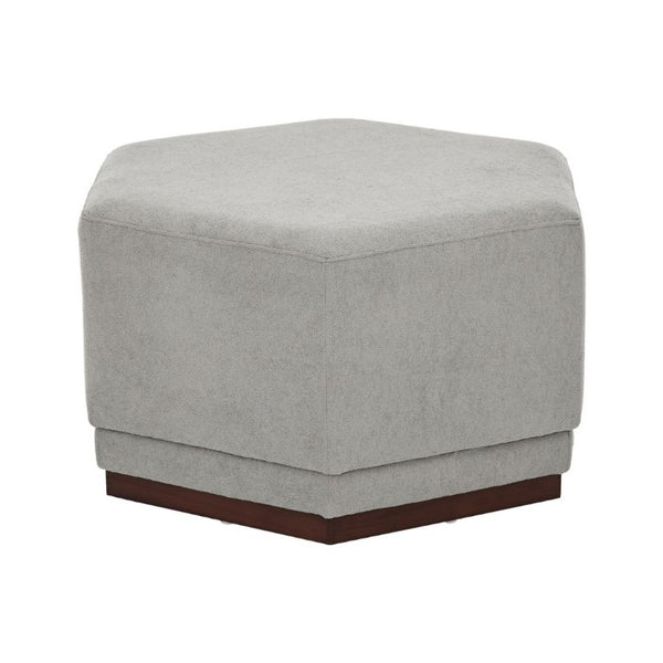 English Elm Nova Hexa Hexagonal Accent Stool Gray Fabric Cushion Walnut Wood Base Modern Living N778P379210G