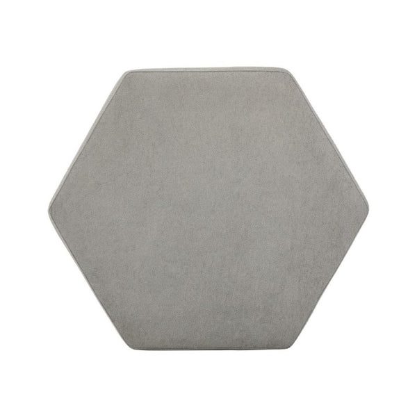 English Elm Nova Hexa Hexagonal Accent Stool Gray Fabric Cushion Walnut Wood Base Modern Living N778P379210G