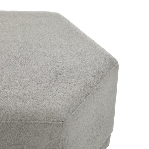 English Elm Nova Hexa Hexagonal Accent Stool Gray Fabric Cushion Walnut Wood Base Modern Living N778P379210G