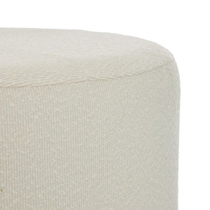 English Elm Monroe Round Beige Fabric Ottoman Walnut Wood Base Footrest Accent Living Room N778P379226B