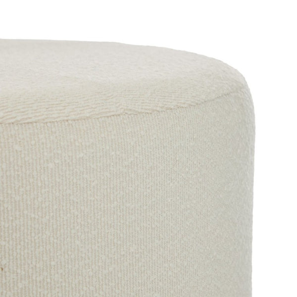 English Elm Monroe Round Beige Fabric Ottoman Walnut Wood Base Footrest Accent Living Room N778P379226B